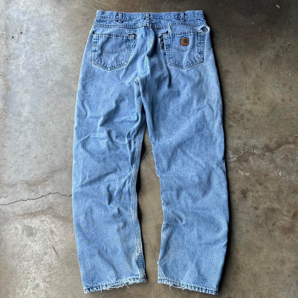 Vintage Carhartt flannel insulated jeans distressed